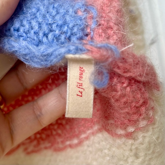 Sézane Winnie Jumper Pullover Sweater - Multicolor White Blue and Pink- Size S - Picture 11 of 11